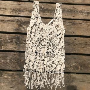Haute Society Boho Crochet Fringe Top Small/Medium